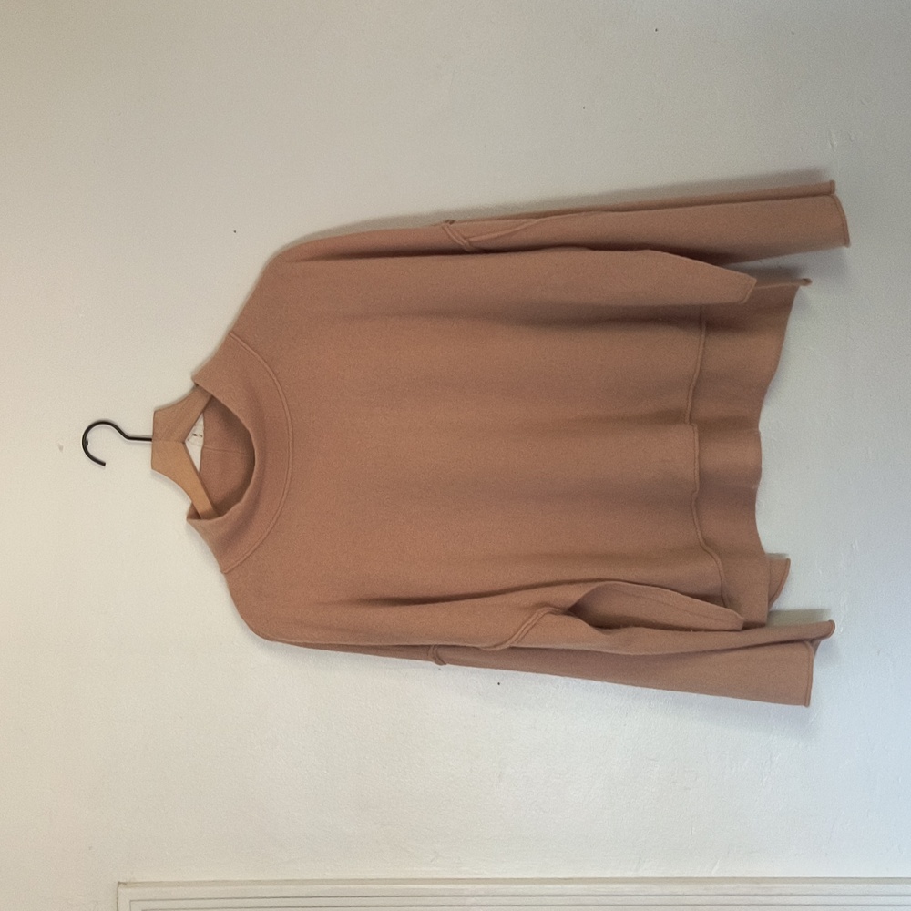 Free People Tan Mock Neck Oversized    Soft Sweater Sz Med Women